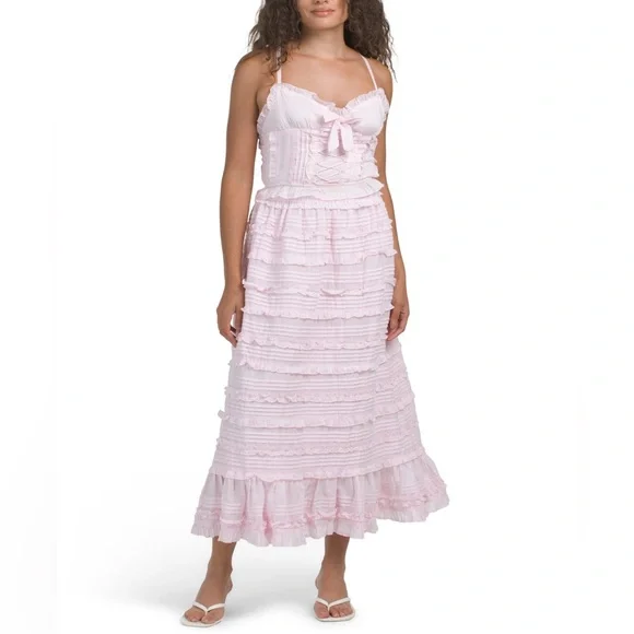 AMY JANE LONDON LILI TWO PIECE SET NWT PALE PINK TOP SKIRT - Picture 2 of 4